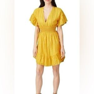 Saylor Yellow Adrianne Striped Mini Dress S